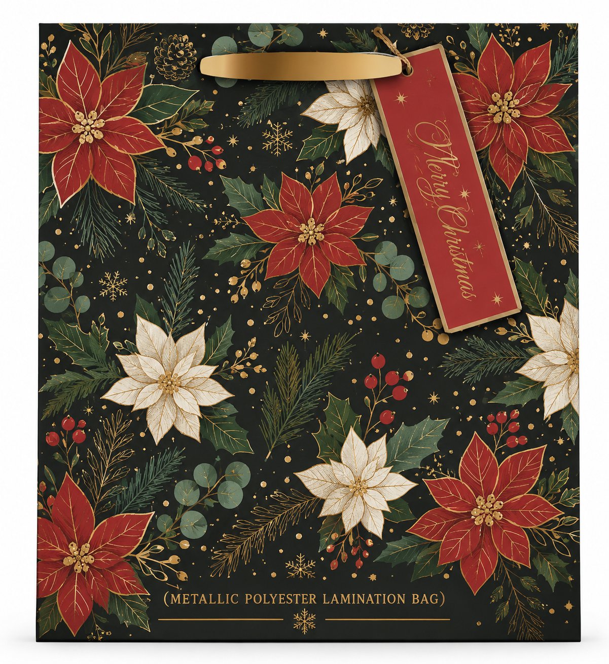 KS Infinity Merry Christmas metallic polyester lamination bag