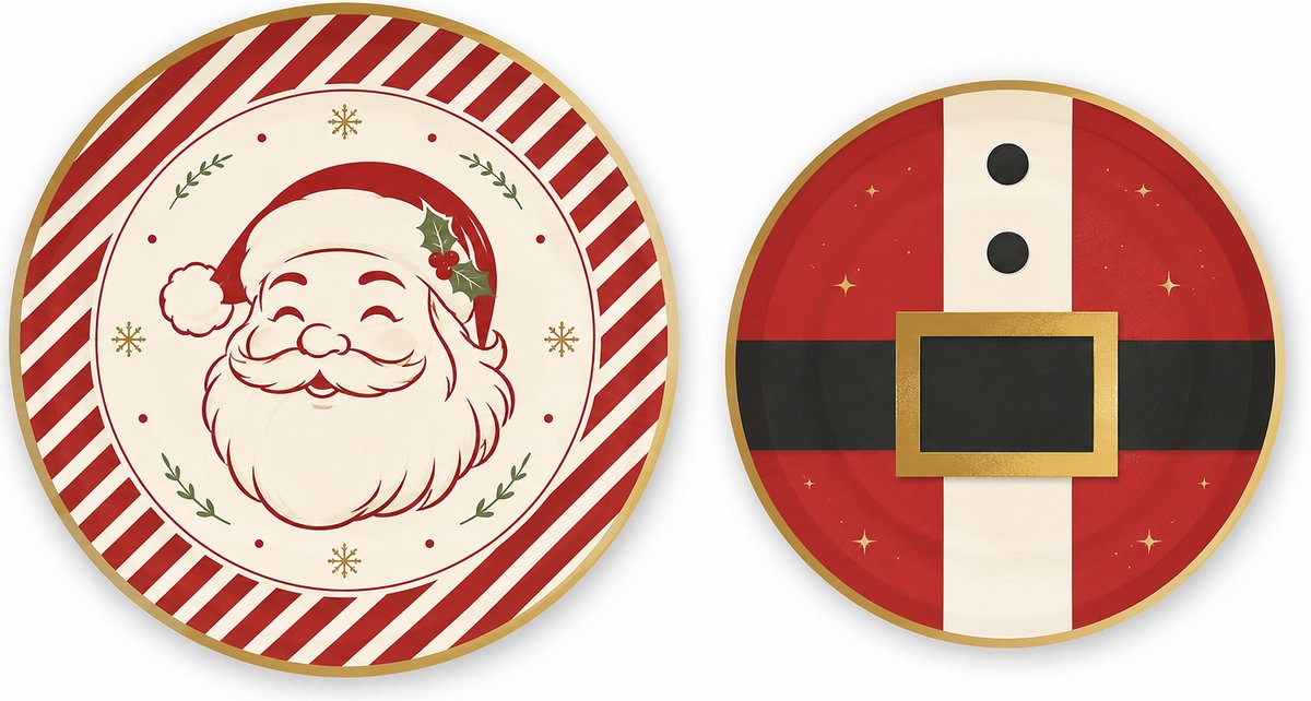 Santa & Belt paper plate